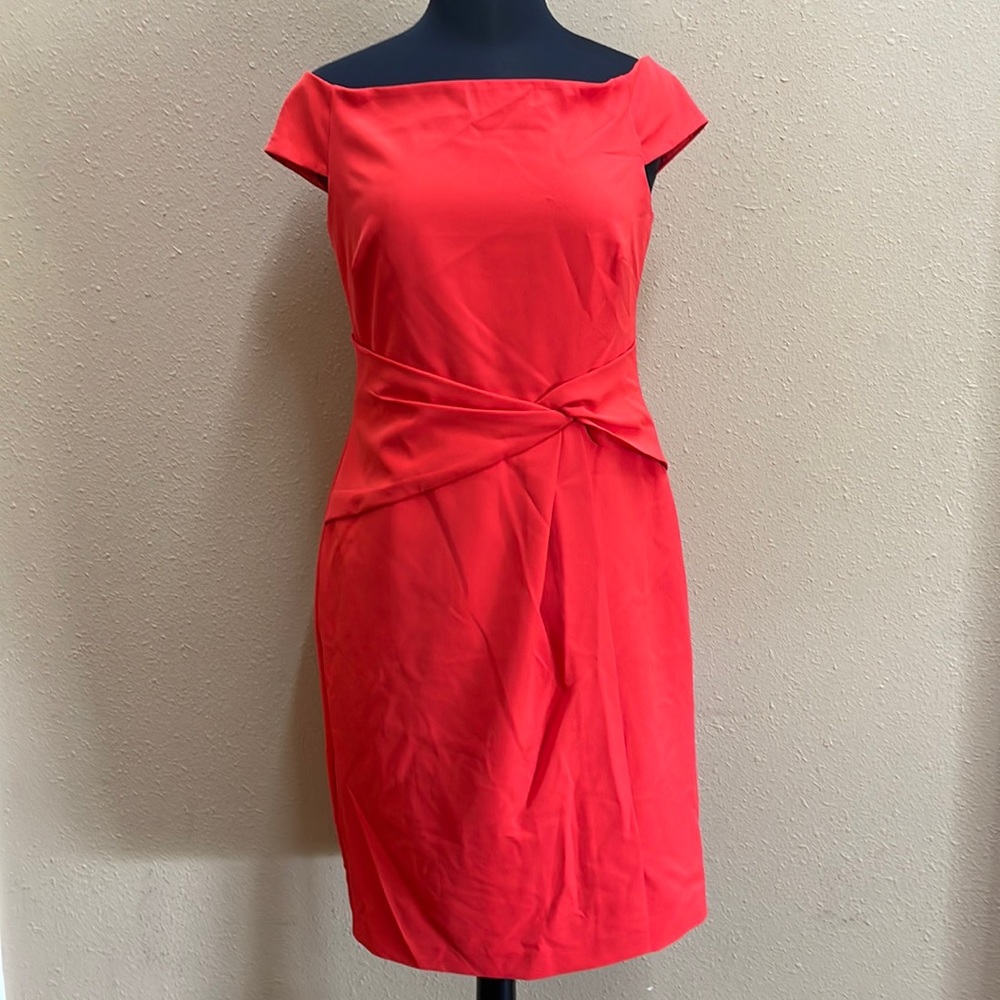 Ralph Lauren Crepe Off-the-Shoulder Cocktail Dress Red